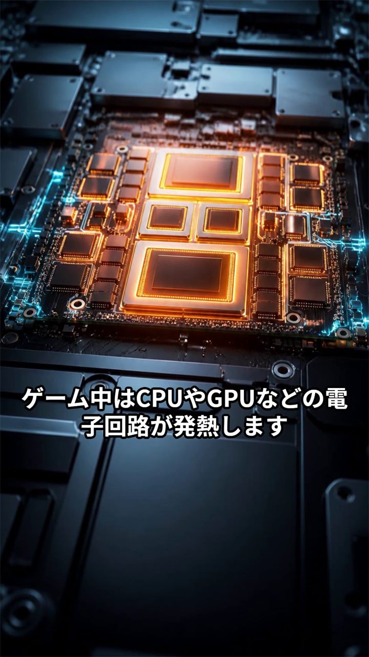 スマホ内部のCPUとGPUが発熱している概念図