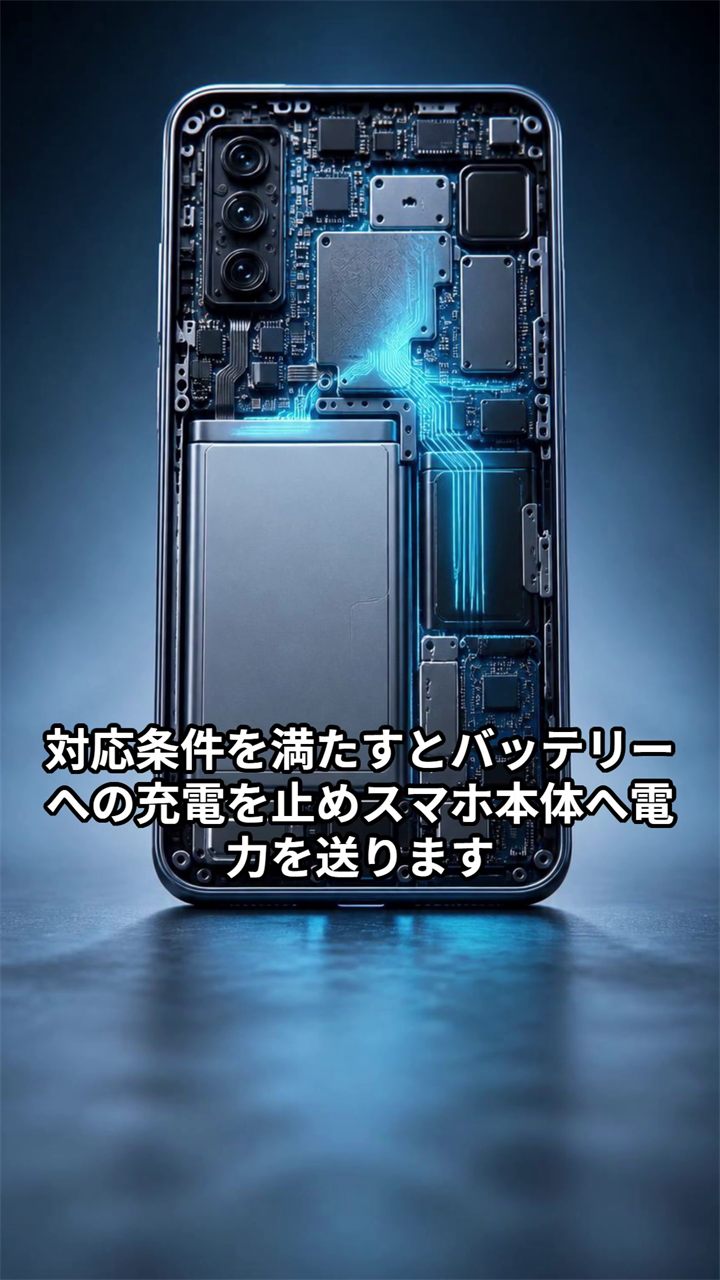 本体側へ直接電力が流れるスマホ内部の概念図