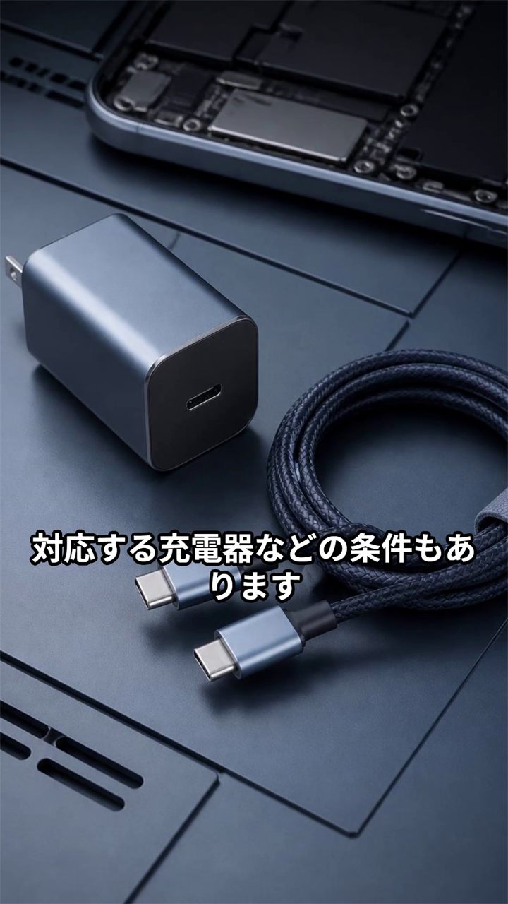 対応する充電器とケーブルを示したイメージ